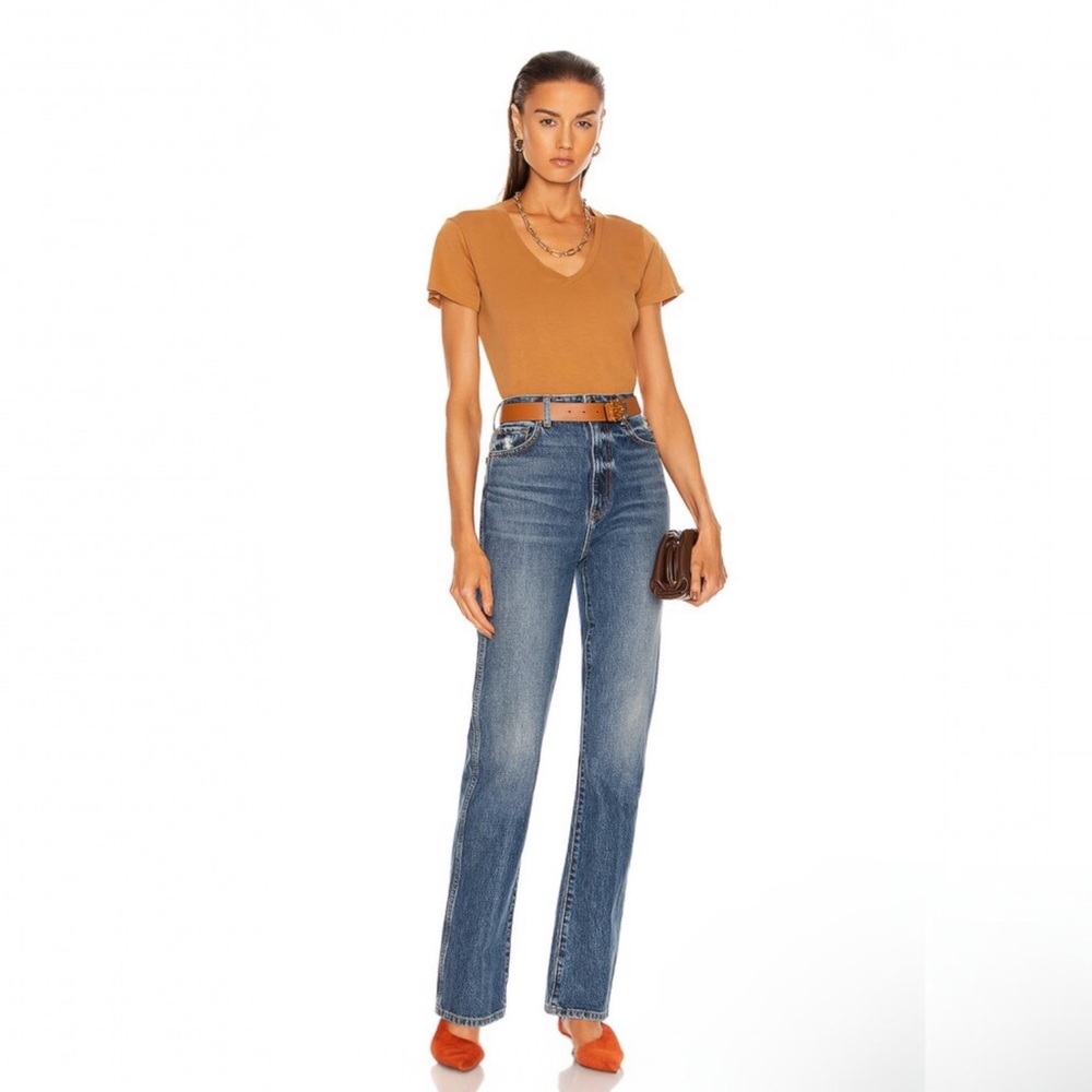 NILI LOTAN Carol V Neck Tee Yellow Ochre S